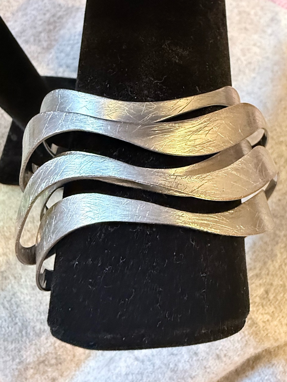 Silver Textured Wave Cuff Bracelet - Women's Jewelry